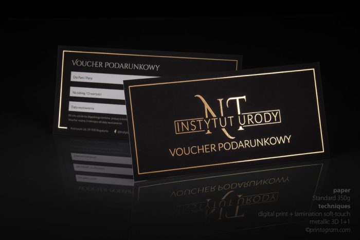 Gift voucher institute baking black and gold double-sided soft touch foil