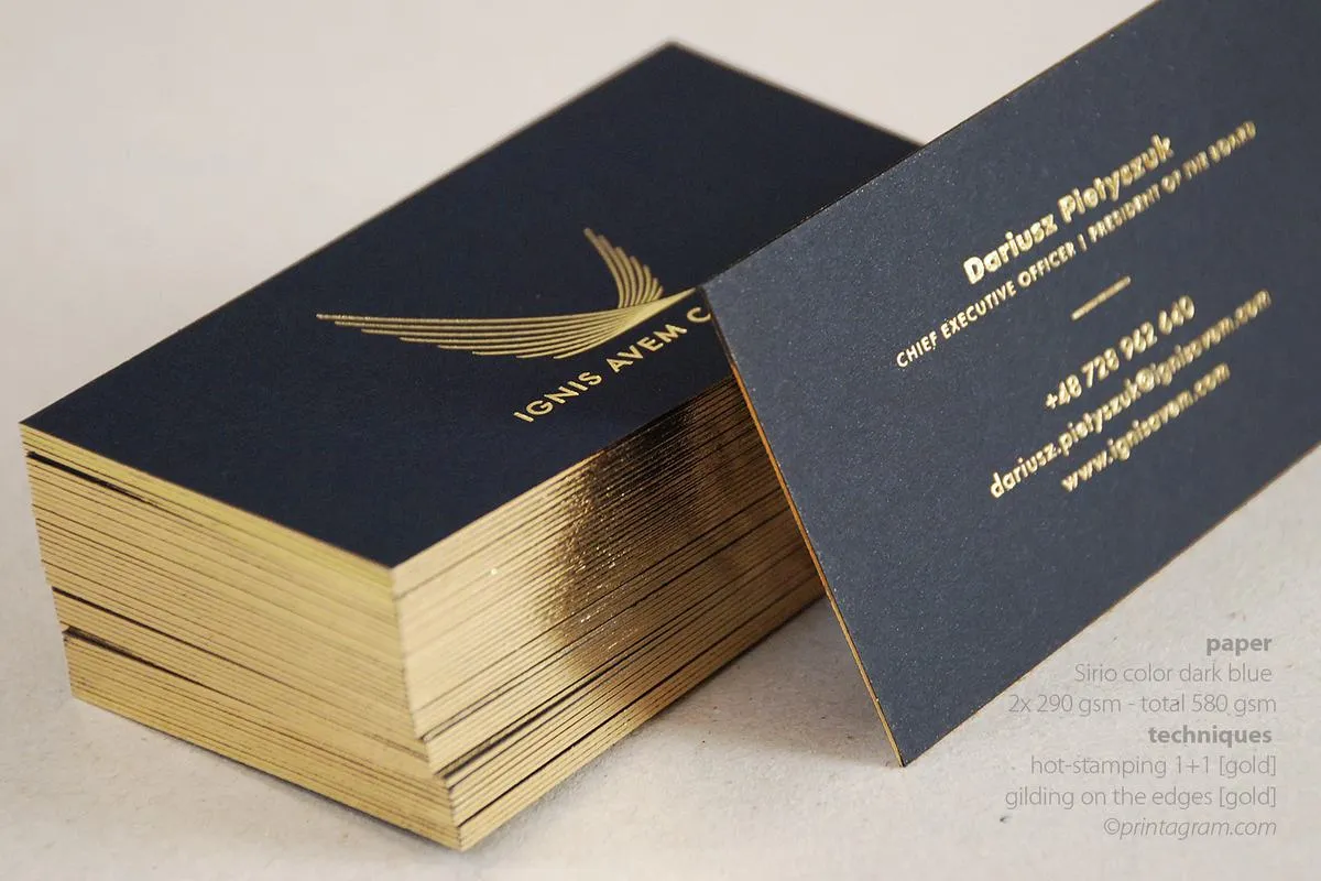 Business cards with gold-plated edges