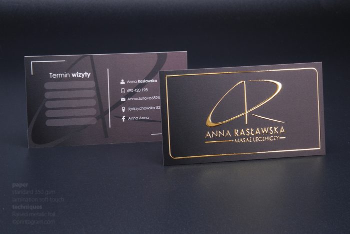 Business card with gilding
