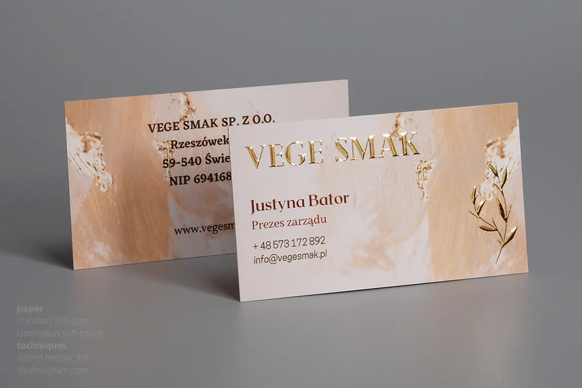 Business cards with relief embossing